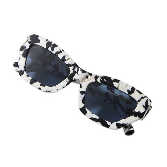 Anthropologie I-SEA Polarized Sunglasses Black White Marble NEW - Picture 2 of 7